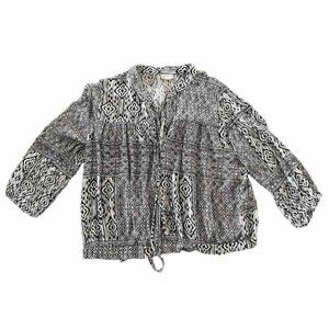 Wild Pearl  Top Jacket Women’s Small Open Front Aztec‎ White Black Lightweight